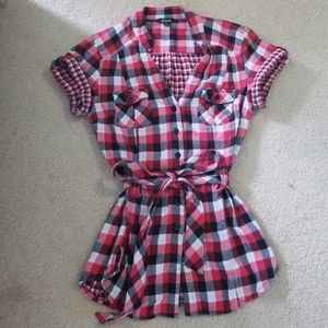 Flannel Tie-Front Top